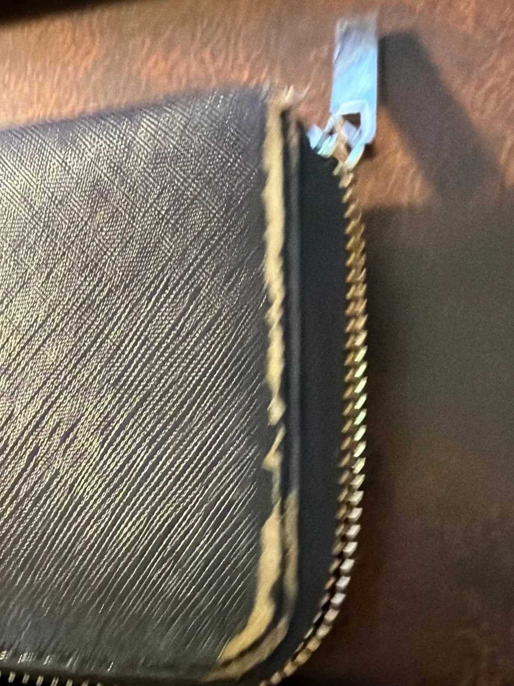 Tory Burch Black Leather Zip-Around Wallet with Gold Logo
